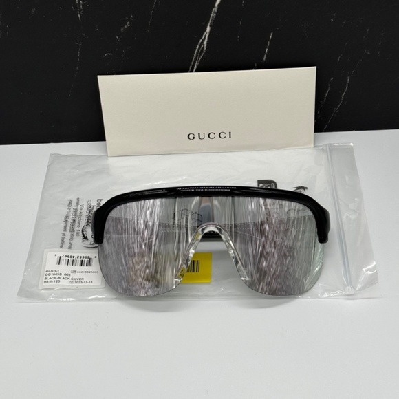 NEW GUCCI SUNGLASSES, UNISEX BLACK SILVER GUCCI EYEWEAR - Picture 14 of 14